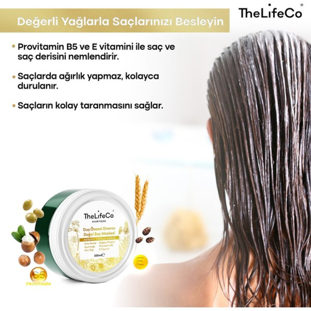 Thelifeco Hairfood Değerli Yağlar Serisi Duş Öncesi Onarıcı Doğal Saç Maskesi 200 ml Saç Bakım Maskeleri & Serumlar & Spreyler Fiyatı
