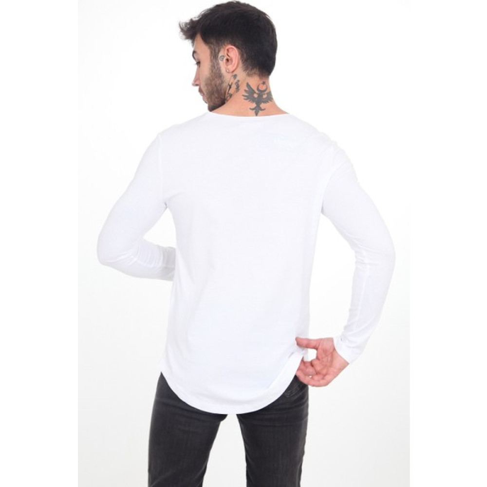 Theone Erkek Kesik Yaka Oval Kesim Slimfit Uzun Kol Pamuk Basic T-Shirt Erkek T-shirt Fiyatı