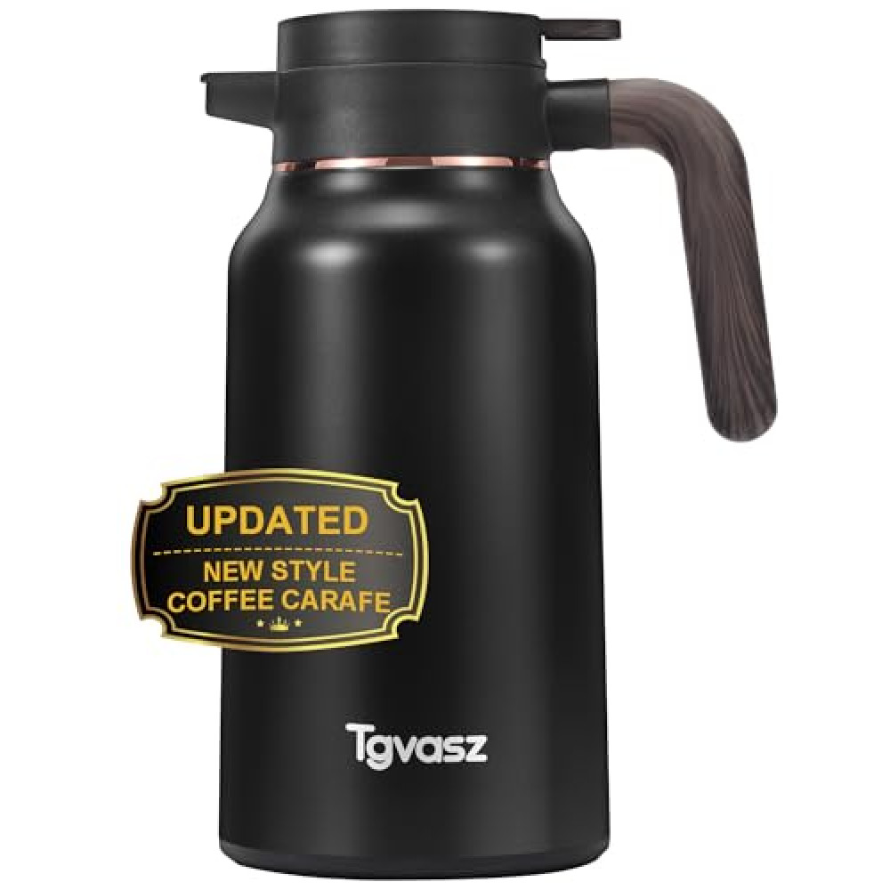 Thermal Coffee Carafe 70 oz - 36 Hour Hot Stainless Steel Carafes for Hot Liquids-Insulated Coffee Carafes For Keeping Hot/Cold Coffee, Tea, Water, Drink Dispenser for Parties(Black)