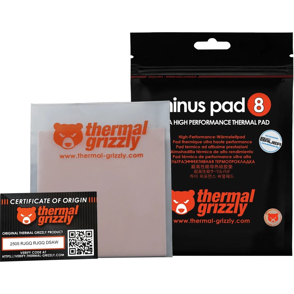 Thermal Grizzly Minus Pad 8 100X100X1 mm Termal Ped (TG-MP8-100-100-10-2R) - Pembe Diğer Fiyatı