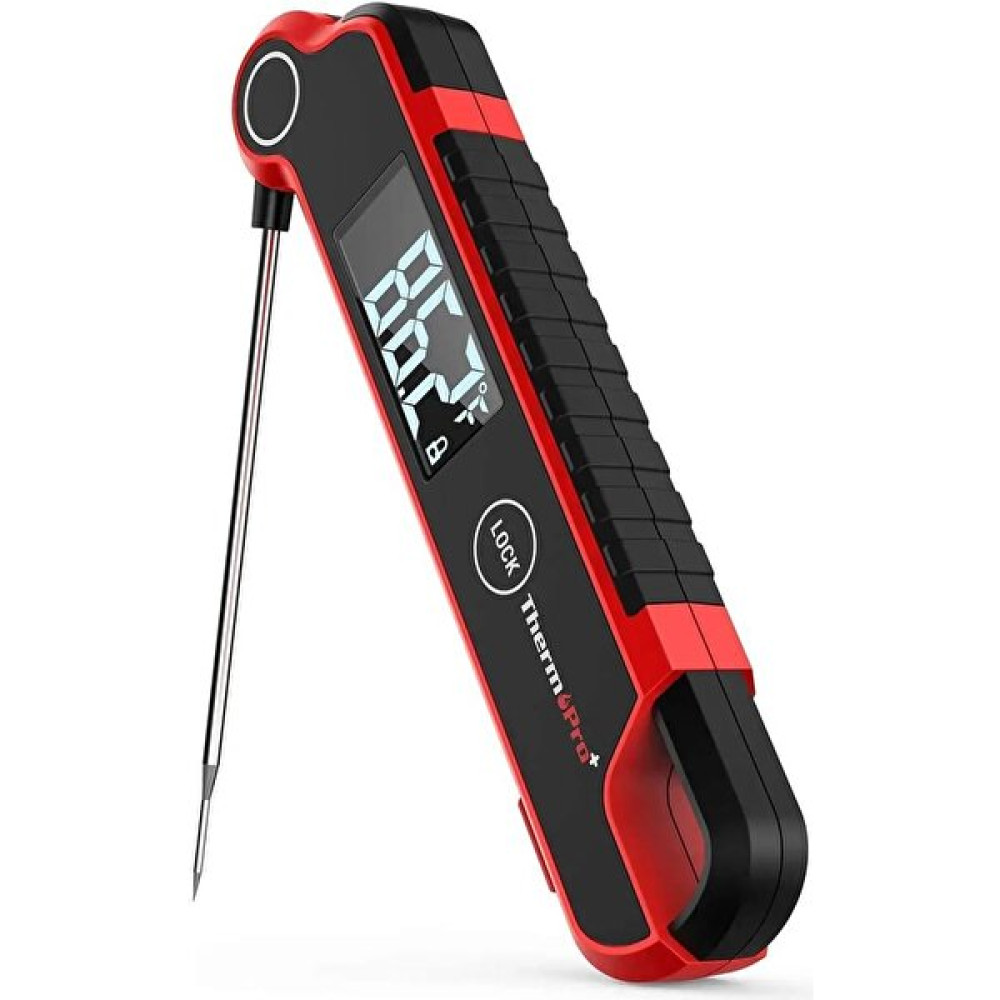 Thermo Pro Thermopro TP620 Su Geçirmez Katlanabilir LED Ekranlı Gıda Pişirme Termometresi - Kırmızı Termometre & Higrometre Fiyatı