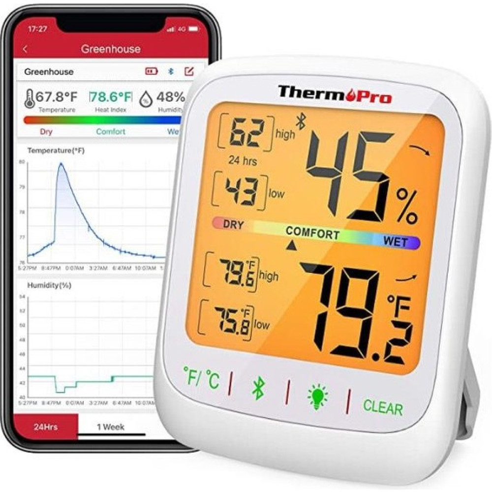 Thermo Pro TP359 Bluetooth Limit Aşım Uyarılı Iç Mekan Dijital Isı ve Nem Ölçer Termometre - Beyaz Termometre & Higrometre Fiyatı