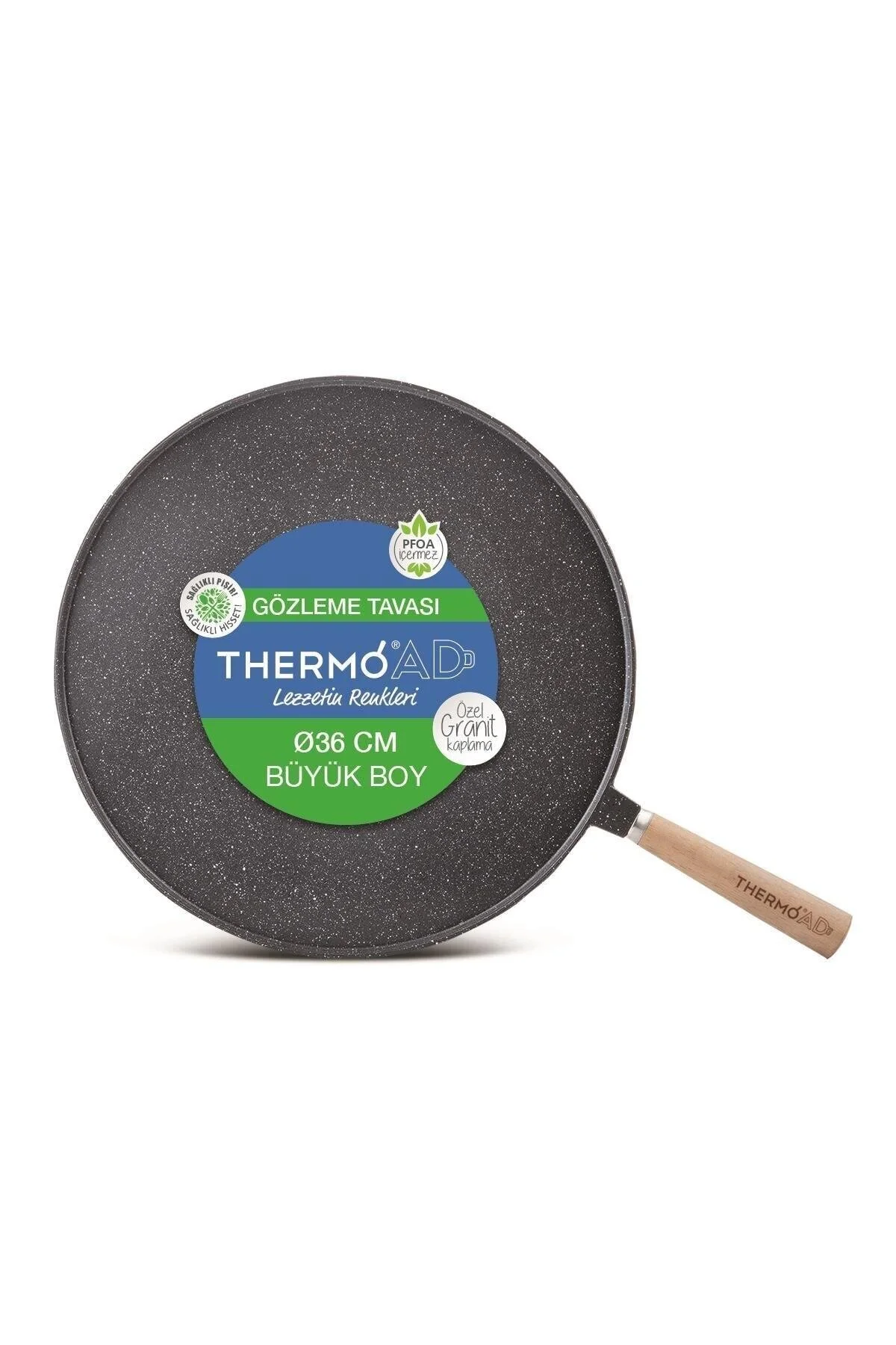 ThermoAD Gözleme Tavası 36 Cm Ahşap Saplı Gri" Tavalar Fiyatı