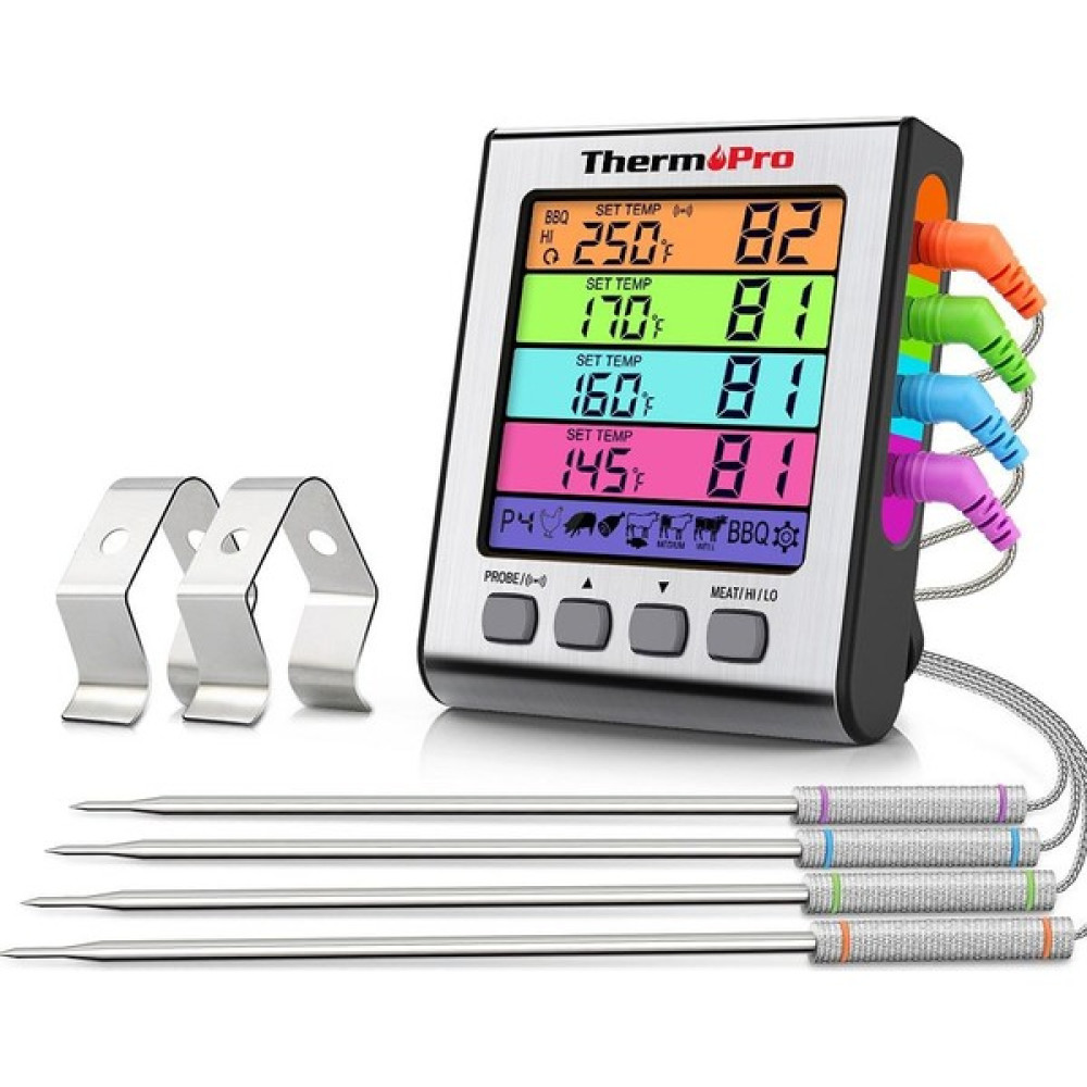 ThermoPro TP17H Alarmlı 4 Uçlu Renkli LCD Profesyonel Pişirme Termometresi Oto Boyaları Fiyatı