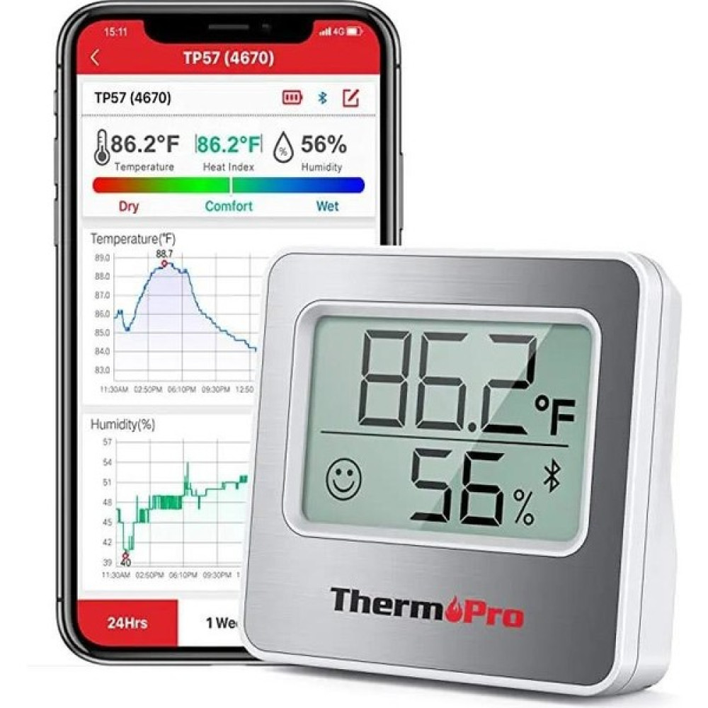 Thermopro TP357 Akıllı Iç Mekan Isı ve Nem Ölçer Termometre Termometre & Higrometre Fiyatı
