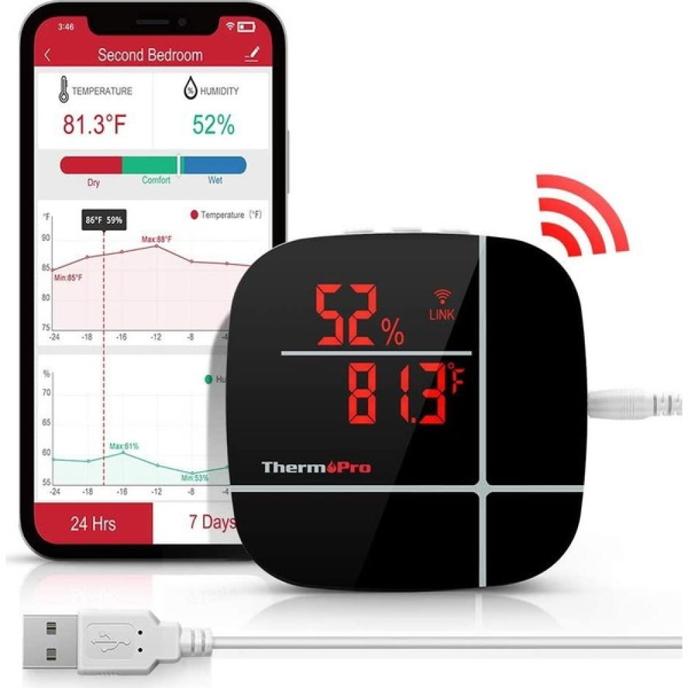 Thermopro TP90 Uzaktan Kontrollü, Alexa Uyumlu,wifi Isı Nem Ölçer Termometre & Higrometre Fiyatı