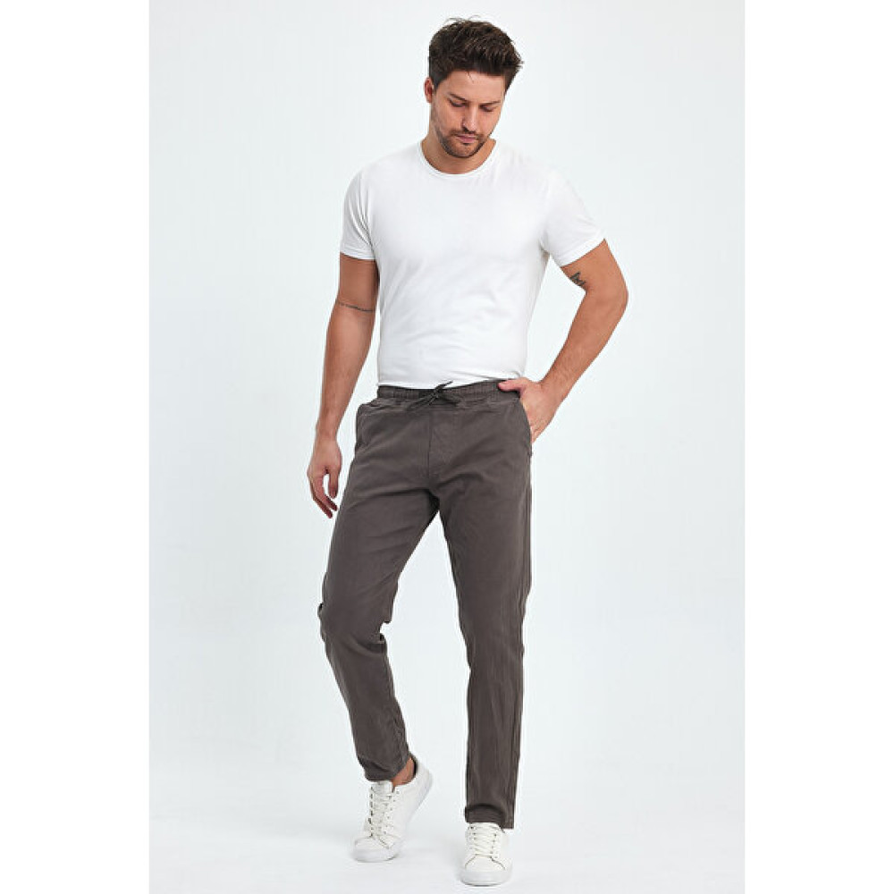 TheSeason Erkek Kahverengi Keten Lastikli Likralı Slim Fit Rahat Kesim Jogger Pantolon Erkek Pantolon Fiyatı
