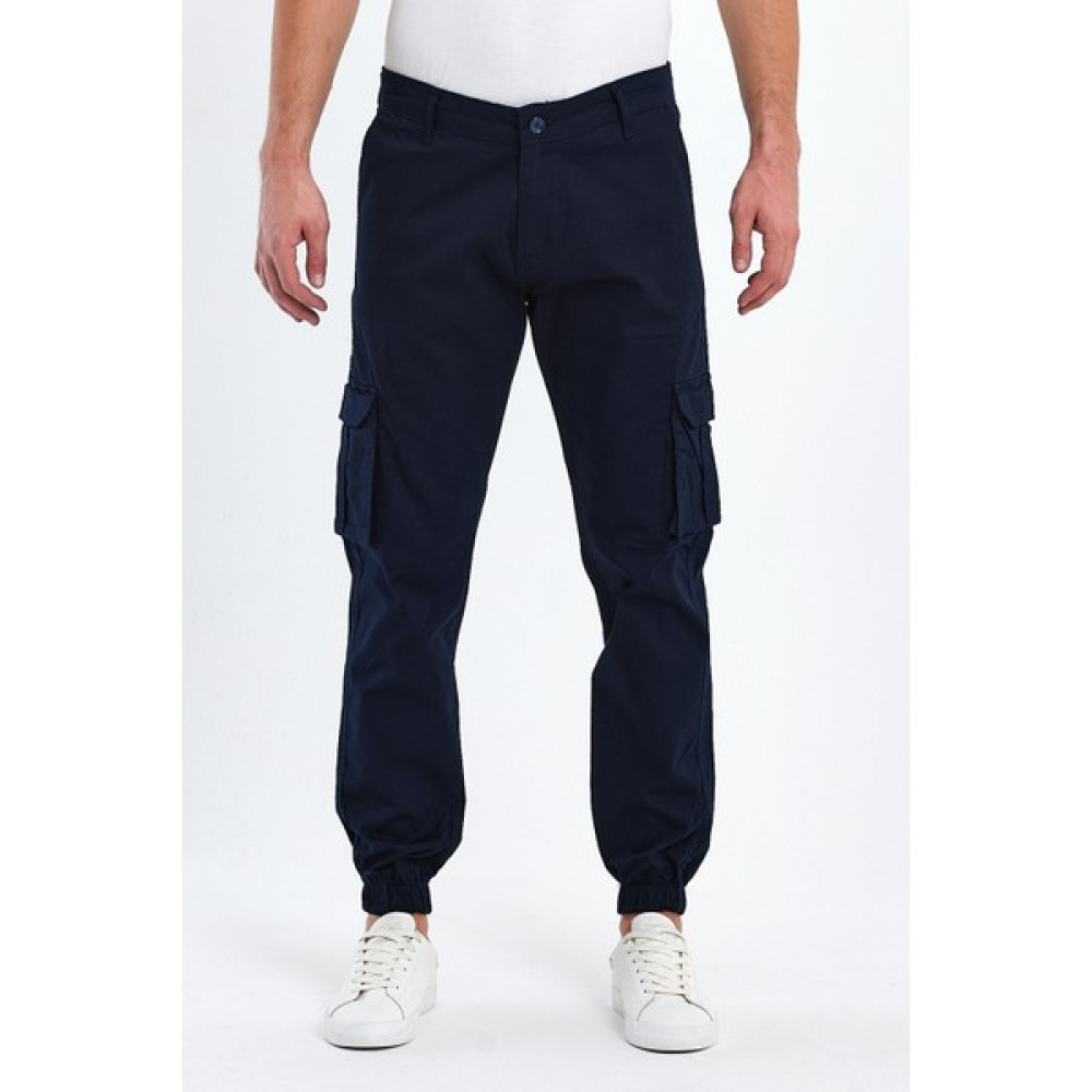 TheSeason Erkek Lacivert Gabardin Slim Fit Paçası Lastikli Kargo Cepli Pamuklu Esnek Pantolon Erkek Pantolon Fiyatı
