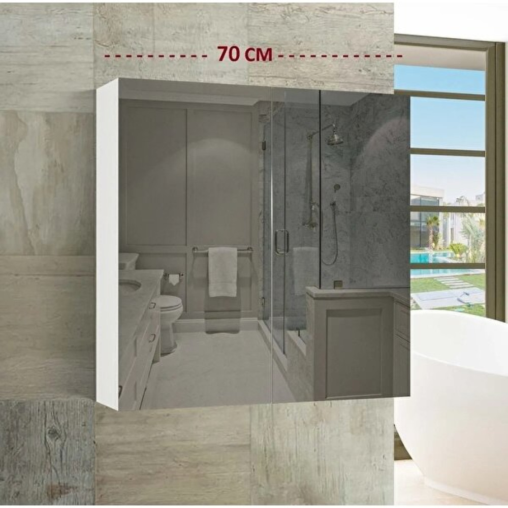 Thevida Aynalı Banyo Dolabı 70 x 70, Çift Kapaklı Lavabo Üstü, Çokamaçlı Dolap - Beyaz Banyo Dolabı / Mobilyası Fiyatı