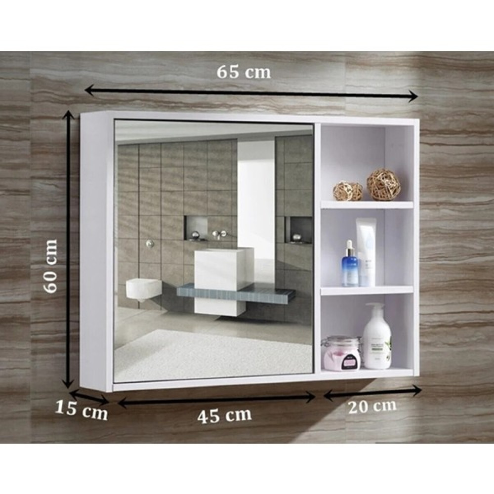 Thevida Aynali Banyo Dolabi, Tek Kapakli 65X60 Üst Modül Mıknatıslı Bas-Aç Kapak Diğer Fiyatı