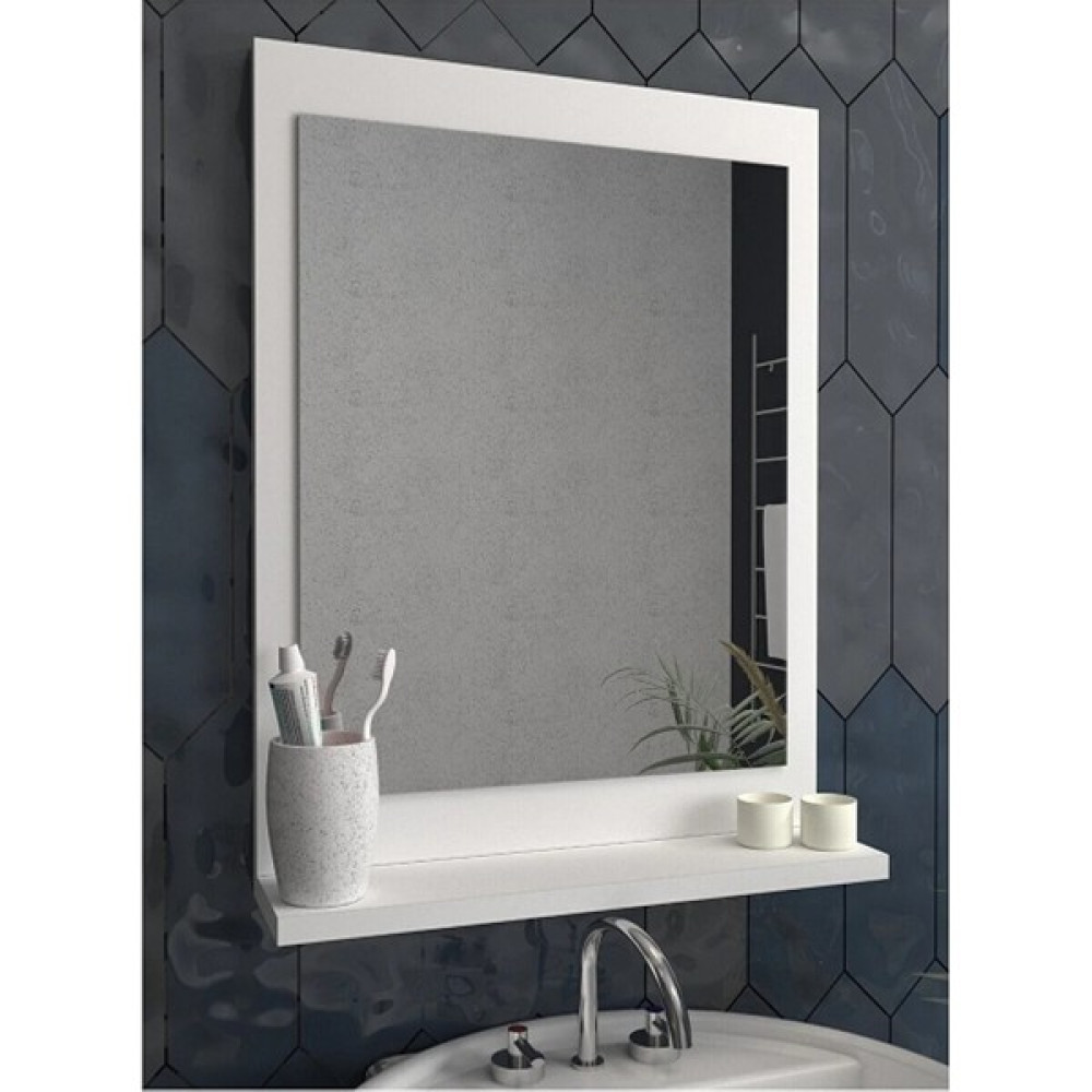 Thevida Dresuar, 60X45 Beyaz Raflı Banyo Aynası, Lavabo Üstü Ayna Banyo Aynası Fiyatı