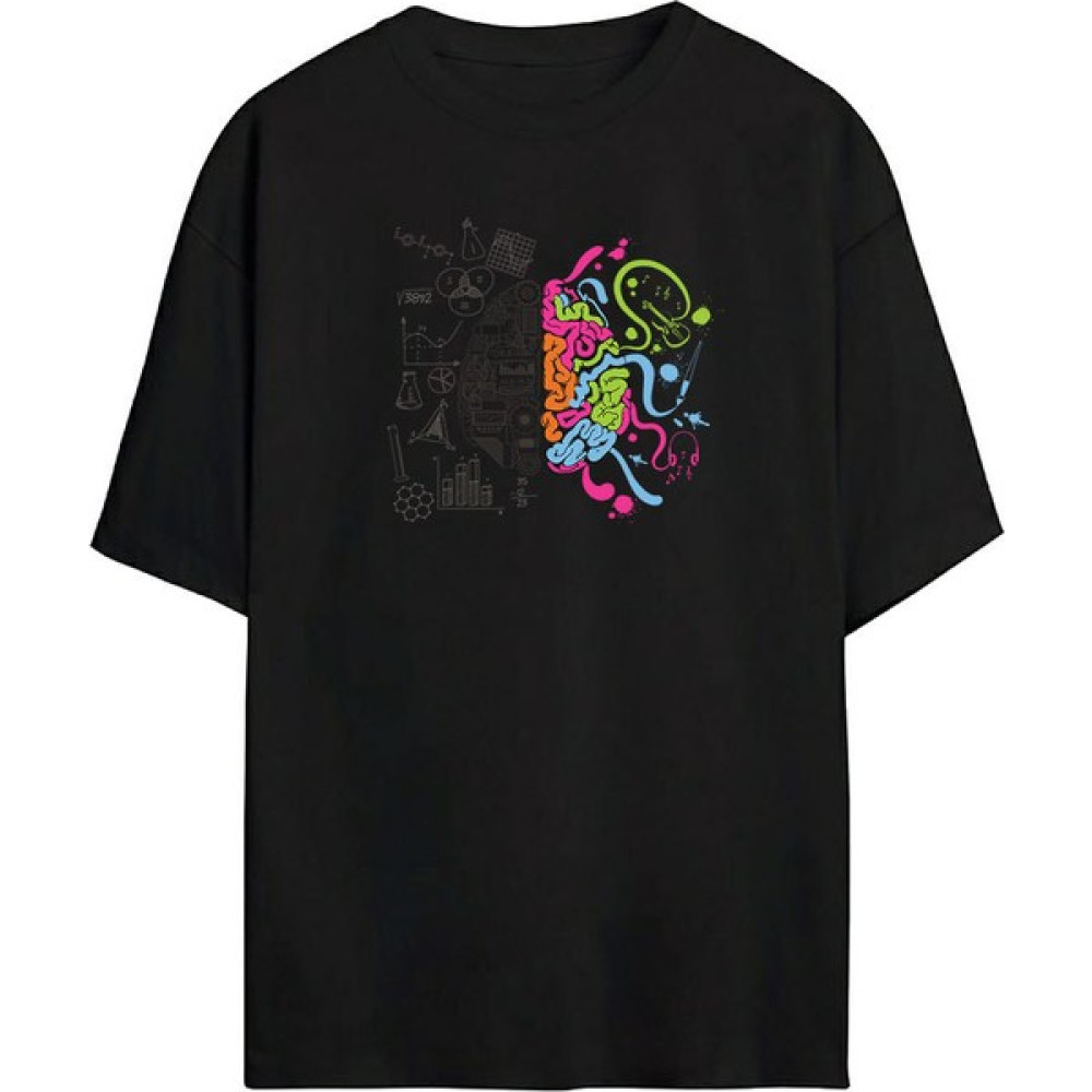 Thewert Beyin Fonksiyonları Baskılı Siyah Oversize Tshirt Erkek T-shirt Fiyatı