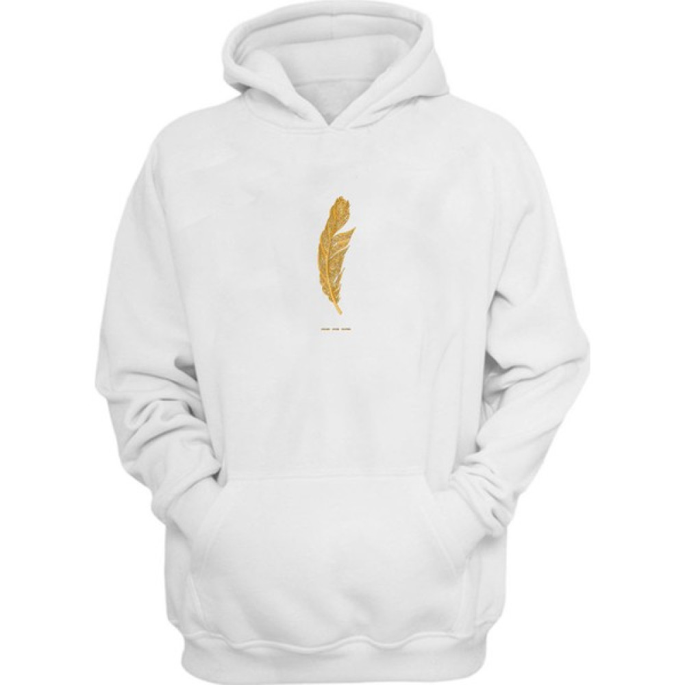 Thewert Unisex Golden Goose Feather Baskılı Beyaz Normal Kalıp Şardonlu Kalın Sweatshirt Erkek Sweatshirt Fiyatı