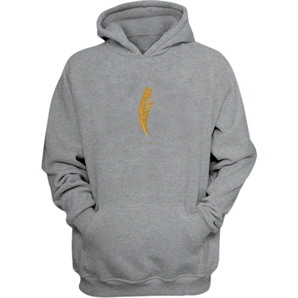 Thewert Unisex Golden Goose Feather Baskılı Gri Normal Kalıp Şardonlu Kalın Sweatshirt Erkek Sweatshirt Fiyatı