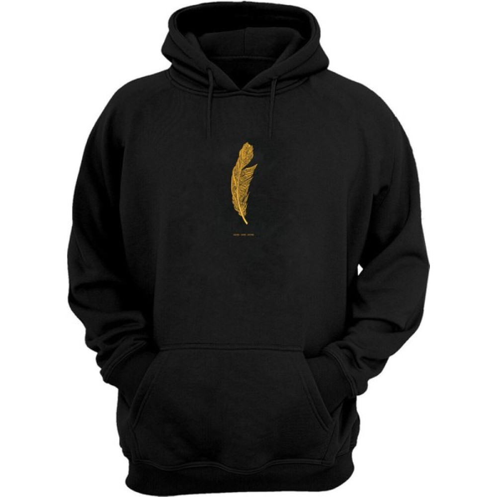 Thewert Unisex Golden Goose Feather Baskılı Siyah Normal Kalıp Şardonlu Kalın Sweatshirt Erkek Sweatshirt Fiyatı