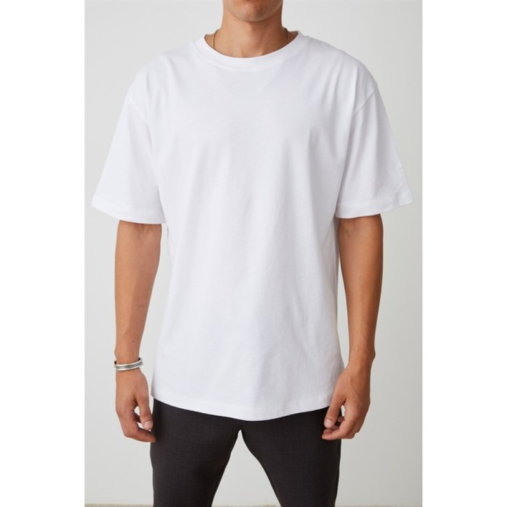 Thewert Ünisex Oversize Beyaz Düz Renk T-Shirt Erkek T-shirt Fiyatı