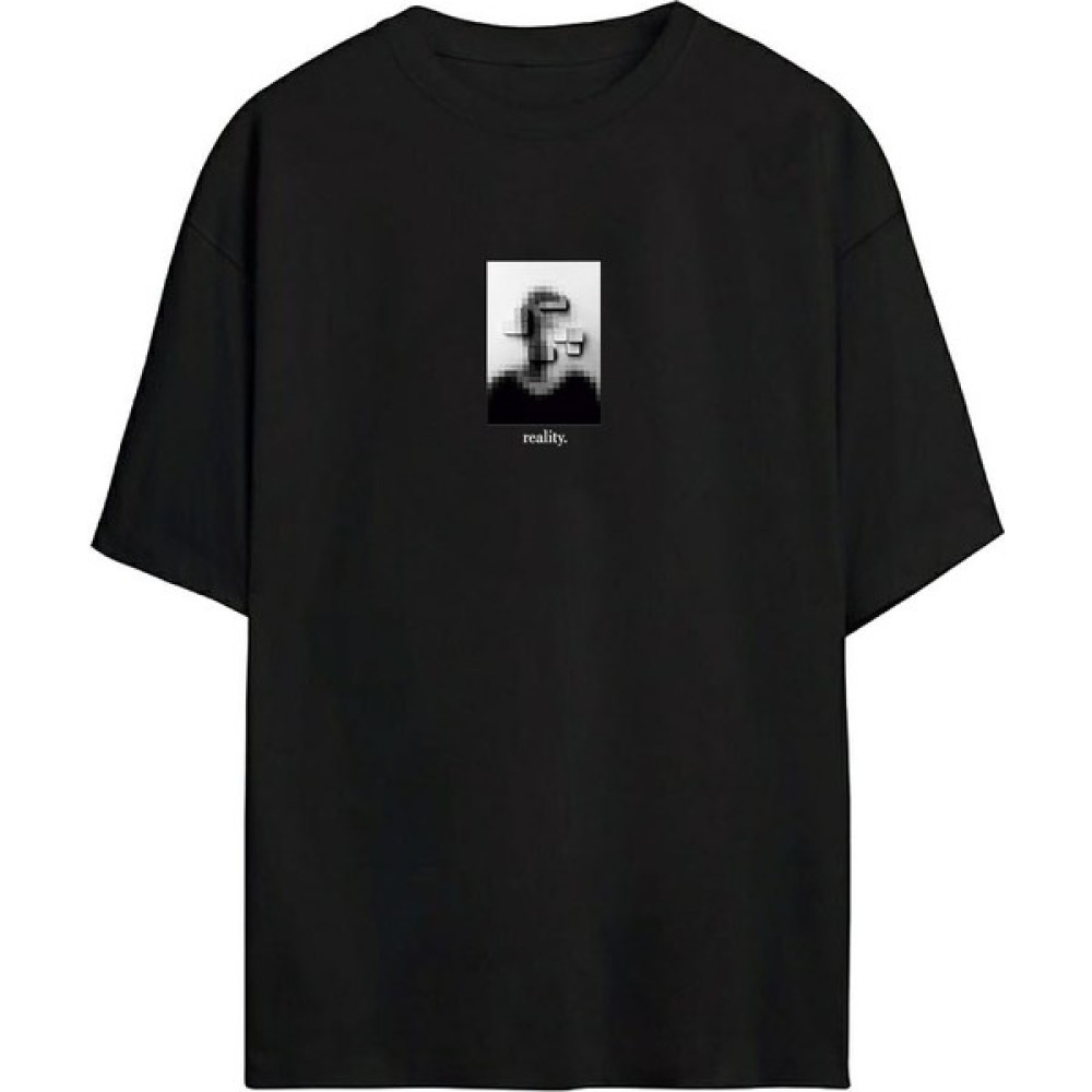 Thewert Unisex Reality Baskılı Siyah Oversize Tshirt Erkek T-shirt Fiyatı