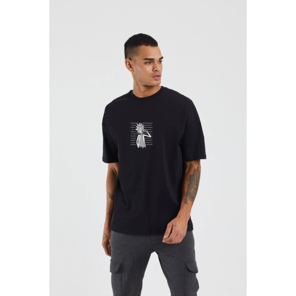 Thewert Unisex Rick And Morty Baskılı Siyah Oversize Tshirt Erkek T-shirt Fiyatı