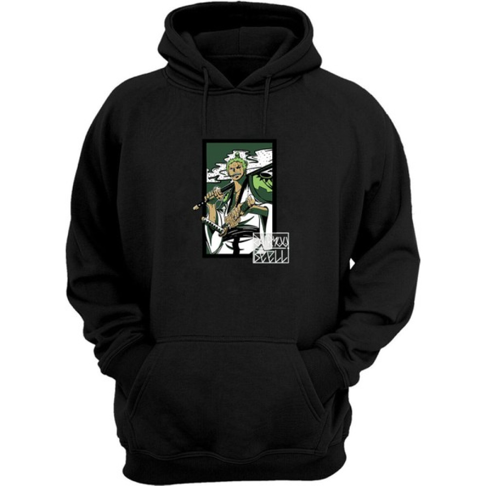 Thewert Unisex Roronoa Zoro Yeşil Baskılı Siyah Normal Kalıp Şardonlu Kalın Sweatshirt Erkek Sweatshirt Fiyatı