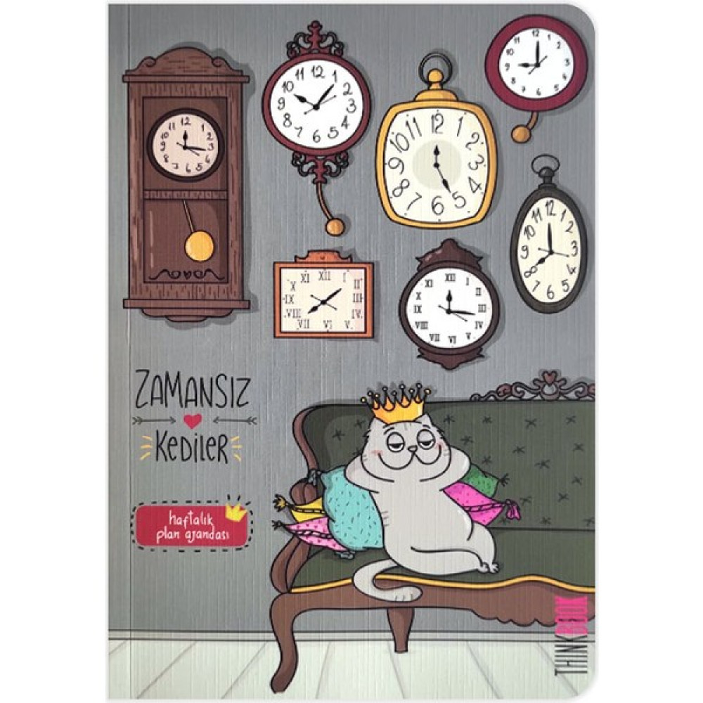 Think Book Thinkbook Zamansız Kediler Haftalık Plan Ajandası - Kedi Saatler 15X21,5 - Renkli Ajanda Fiyatı