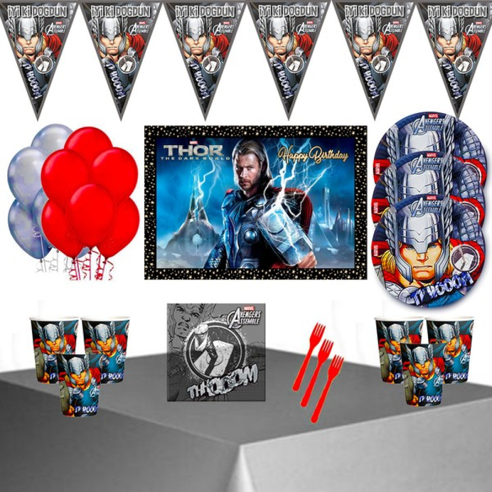 thor Afişli Lüx Marvel Thor Doğum Günü Parti Süsleri Süsleme Seti - 8 KİŞİLİK Oyuncak Fiyatı