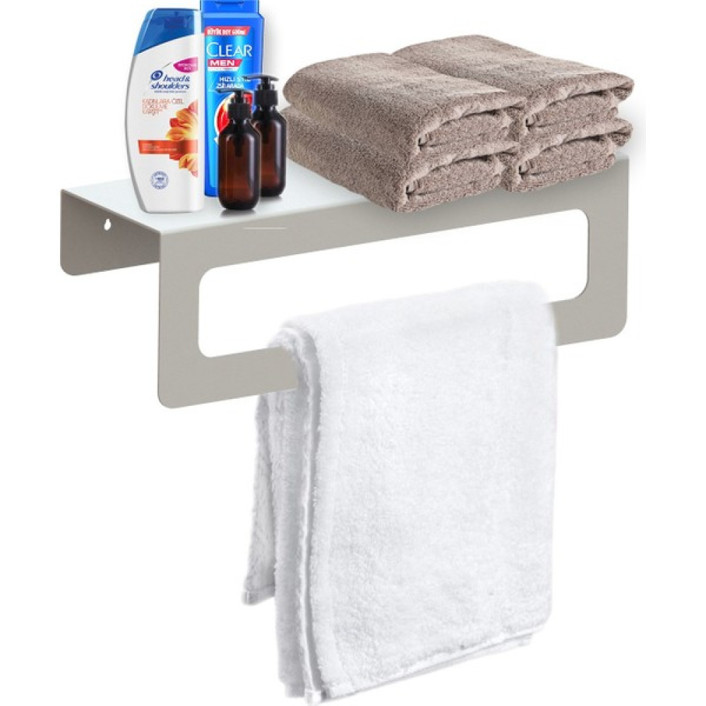 Thorqtech Metal Raflı ve Havlu Askılı Mağaza | Banyo | Havluluk (30CM) Modern Tasarım Banyo Mutfak Tuvalet - Beyaz Banyo Askılık Fiyatı