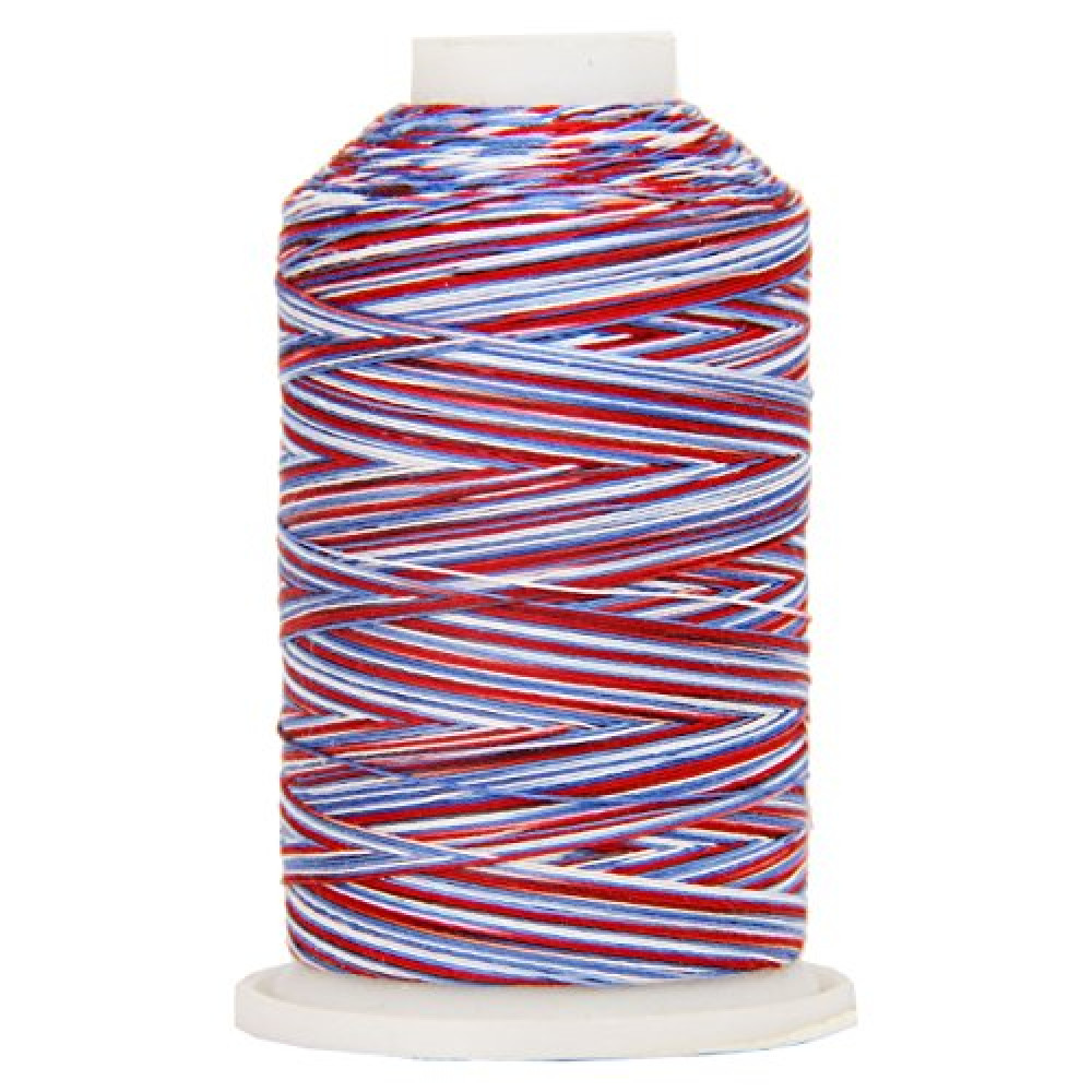 Threadart Multicolor 100% Cotton Thread | Variegated Colors for Quilting, Sewing, and Embroidery | Patriotic | 40/3wt - 600M (660 Yards) Cones | Long Staple Low Lint Color 0119