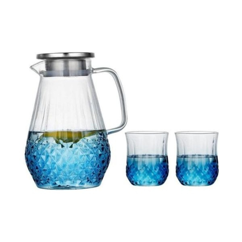 Three Beans 1 Adet 1500 Ml Elmas Pot + 2 Bardak Isıya Dayanıklı Cam Sürahi Ev Çaydanlık Paslanmaz Çelik Kapaklı Büyük Kapasiteli Su Şişesi Su Isıtı... Sürahi Fiyatı