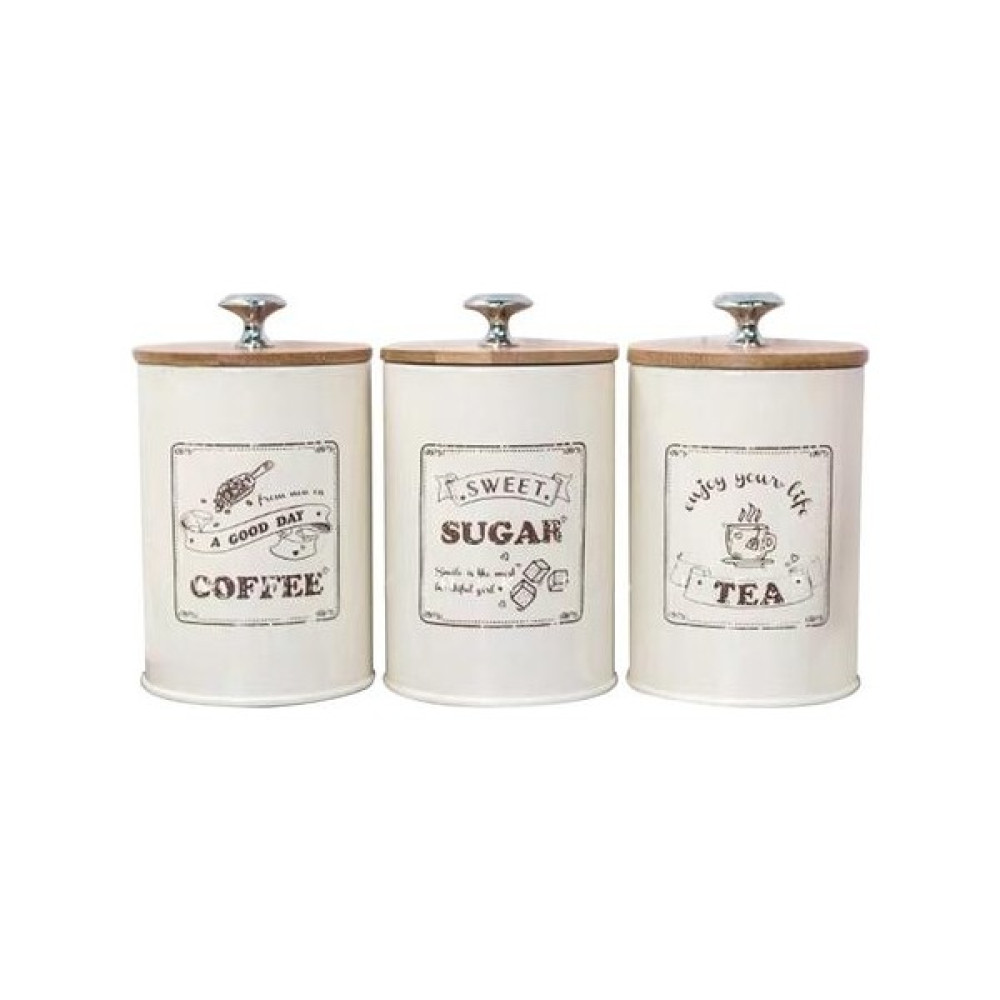 Three Beans 3 Adet Retro Mutfak Depolama Çay Kahve Için Kapaklı Set Kahve Şeker Kavanoz Pot Metal Konteyner (Yurt Dışından) Baharat Setleri & Baharatlıklar Fiyatı