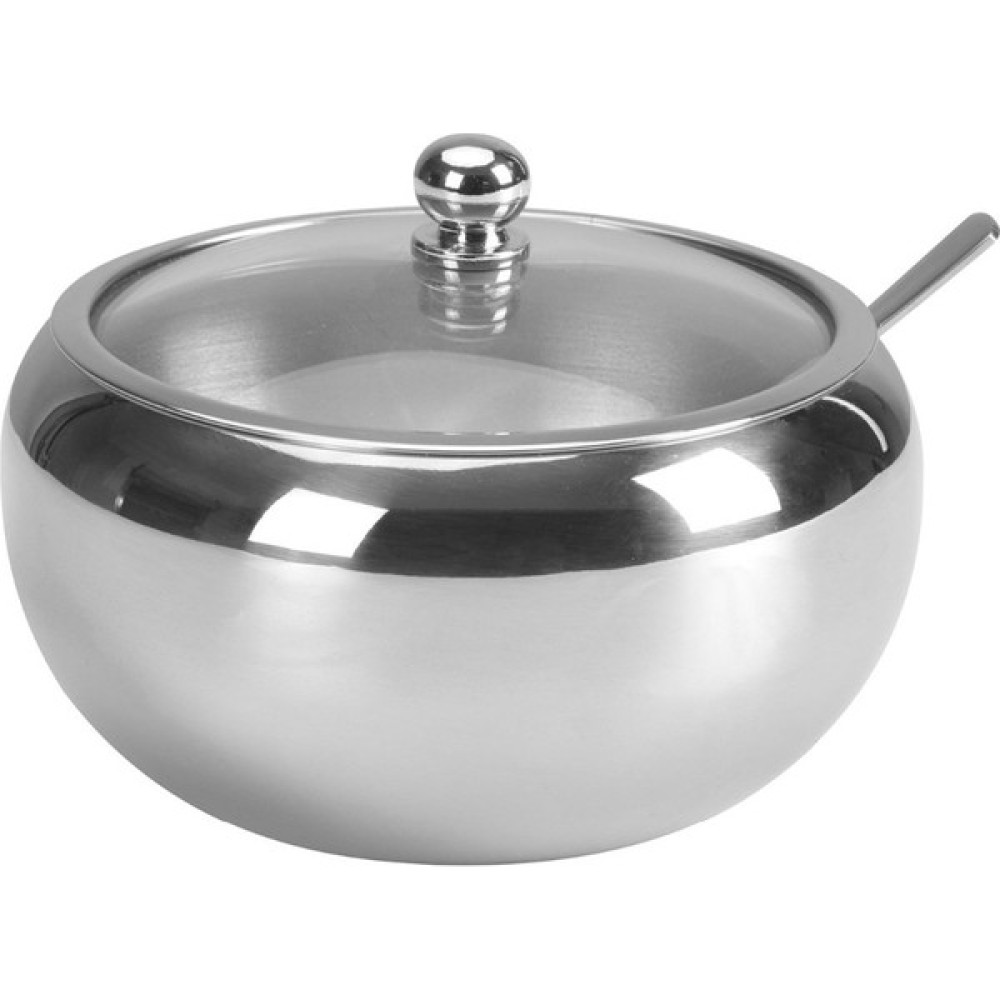 Three Beans Büyük Şeker Kase Paslanmaz Çelik Şeker Kase Cam Kapak ve Kaşık Baharat Baharat Kase Konteyner | Spice biber Çalkalayıcılar (Yurt Dışından) Baharat Setleri & Baharatlıklar Fiyatı