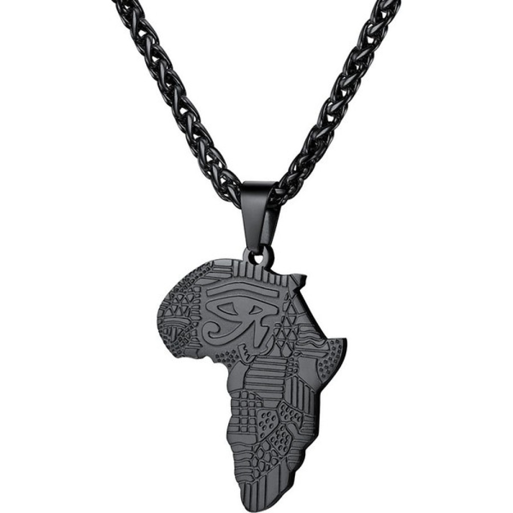 Three Beans Horus-Black'in Gözü Erkek Kadın Afrika Haritası Kolye (Yurt Dışından) - Siyah Bijuteri Kolye Fiyatı
