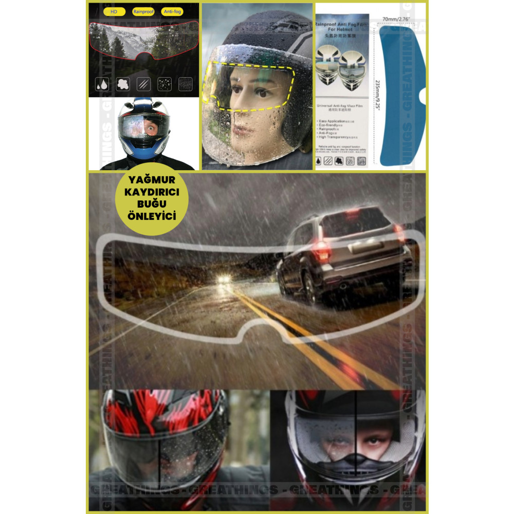 Three Star Tüm Kasklara Uyumlu Kask Vizör Yağmur Kaydırıcı Buğu Önleyici Film Su Kaydırıcı Kask Ön Cam Film Araba & Motorsiklet Aksesuarı Fiyatı