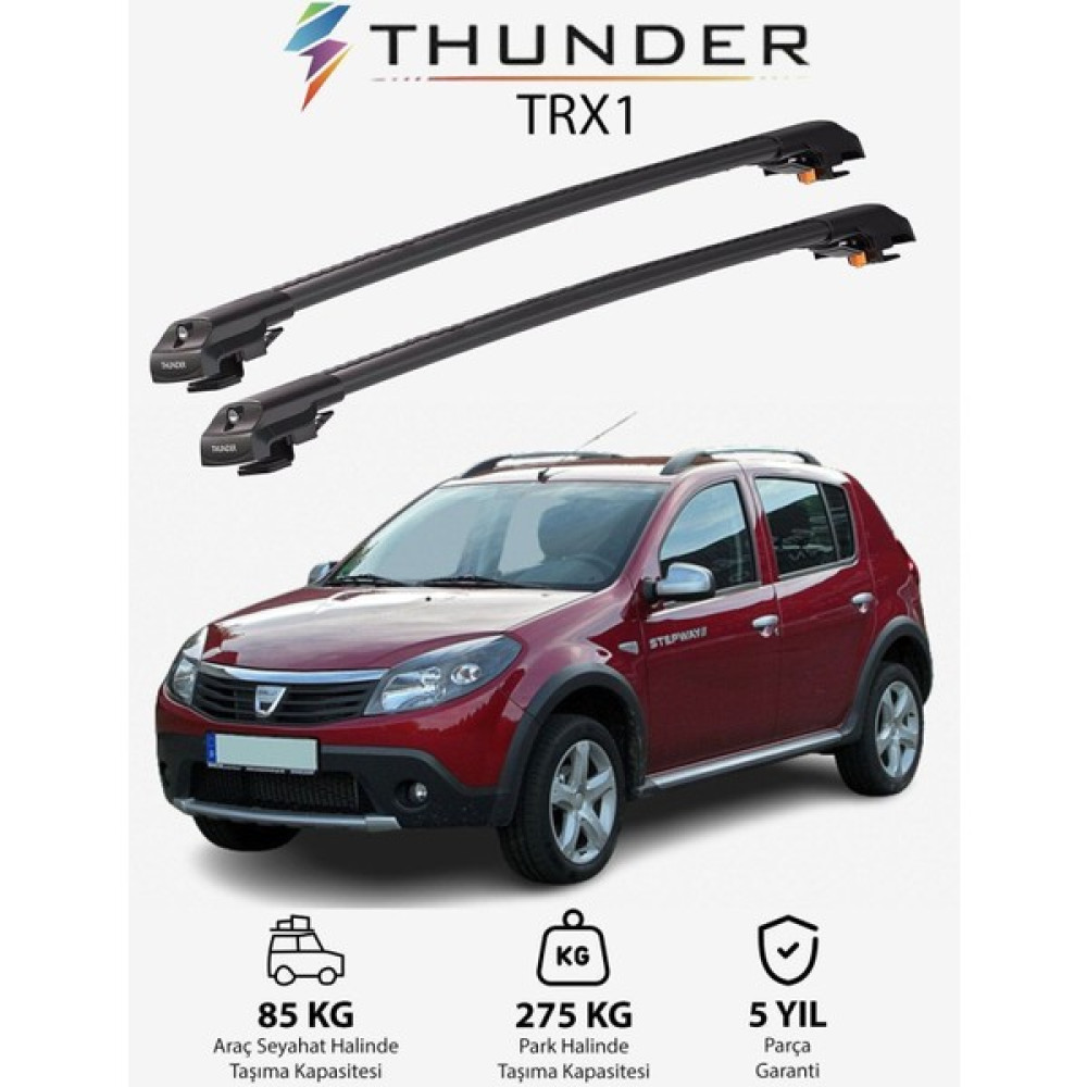 Thunder Dacıa Sandero Stepway 2007-2012 Trx1 Thunder Carrier Kilitli Ara Atkı Taşıyıcı Tavan Barı Siyah Oto Boyaları Fiyatı