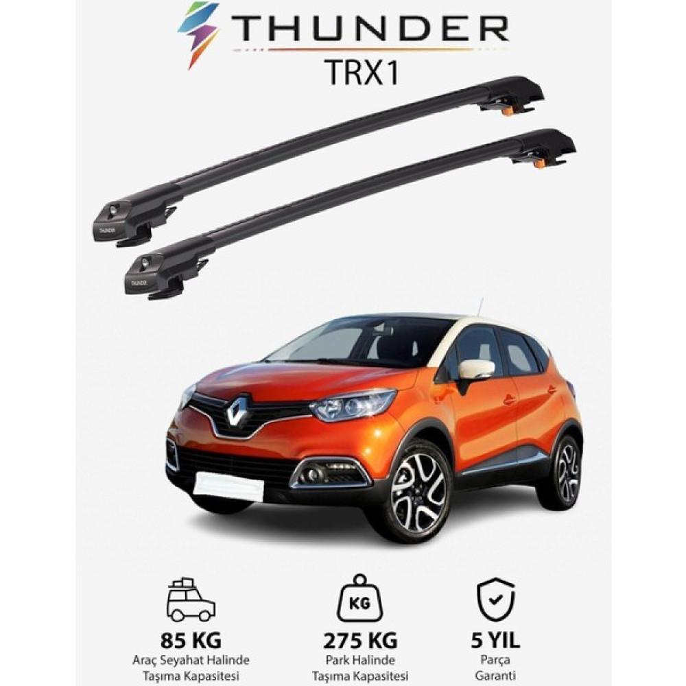 Thunder Renault Captur 2013-2019 Trx1 Thunder Carrier Kilitli Ara Atkı Taşıyıcı Tavan Barı Siyah Oto Boyaları Fiyatı