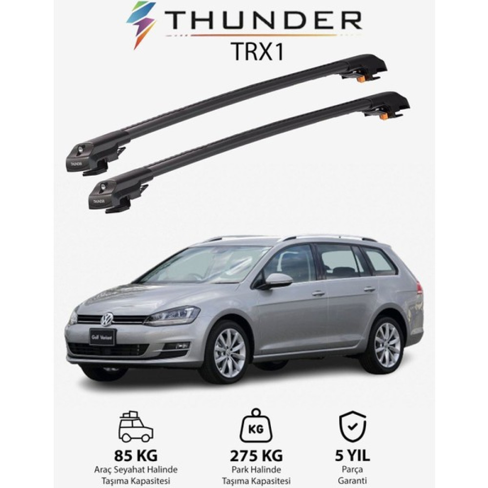 Thunder Volkswagen Golf Varıant 2012-SONRASI Trx1 Thunder Carrier Kilitli Ara Atkı Taşıyıcı Tavan Barı Gri Oto Boyaları Fiyatı