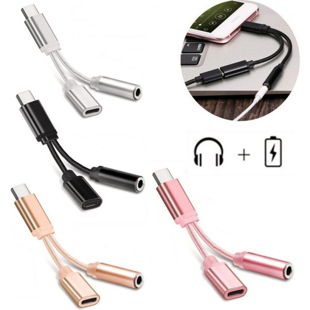 Tialating 2 In 1 Usb-C Tip C 3.5mm Aux Ses Şarj Kablosu Adaptörü Splitter Kulaklık Jakı USB Tip-C Adaptör Kablosu Xiaomi Huawei Için (Yurt Dışından) - Siyah Oto Boyaları Fiyatı