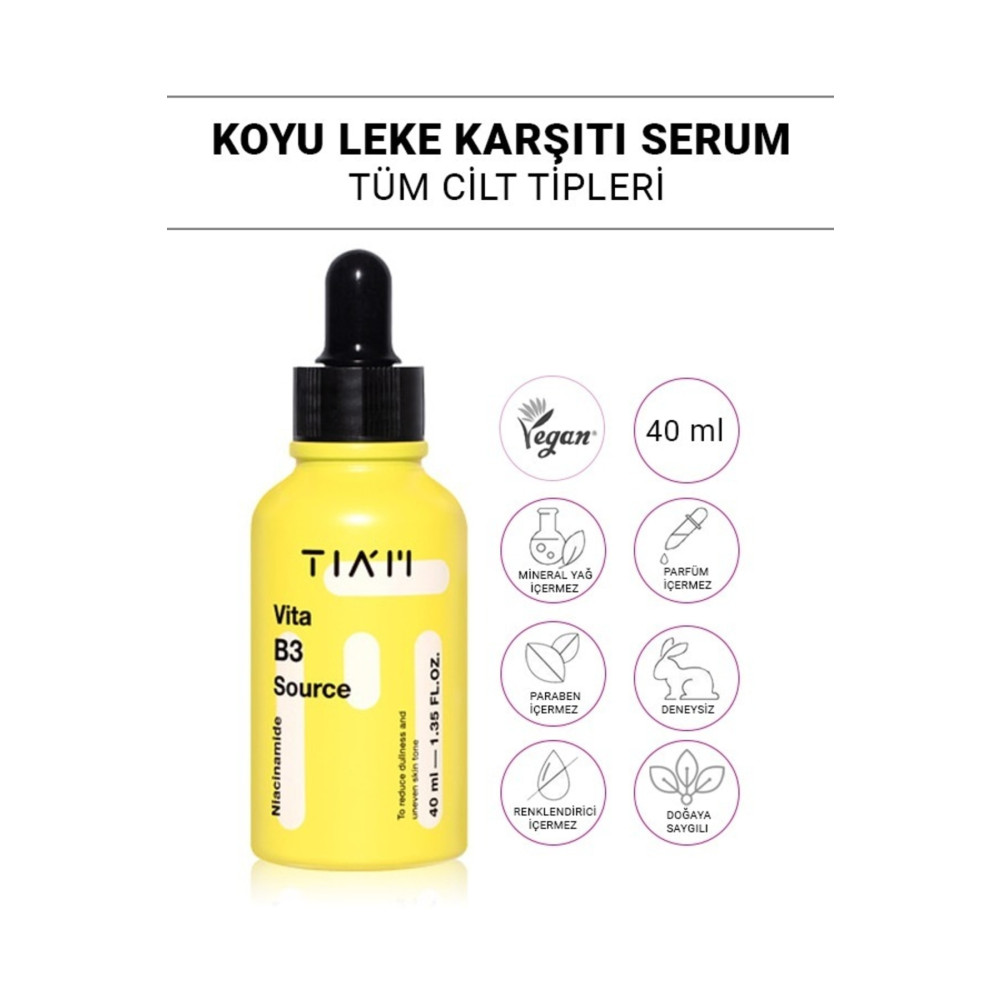 TIAM Vita B3 Source Serum %10 Niacinamide %2 Arbutin Içeren Koyu Leke Karşıtı Serum Cilt ve Yüz Bakımı Fiyatı