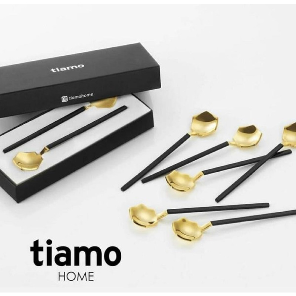 Tiamo Diamond Black Gold 6 Adet Çay Kaşık Çatal / Kaşık / Bıçak Takımları Fiyatı