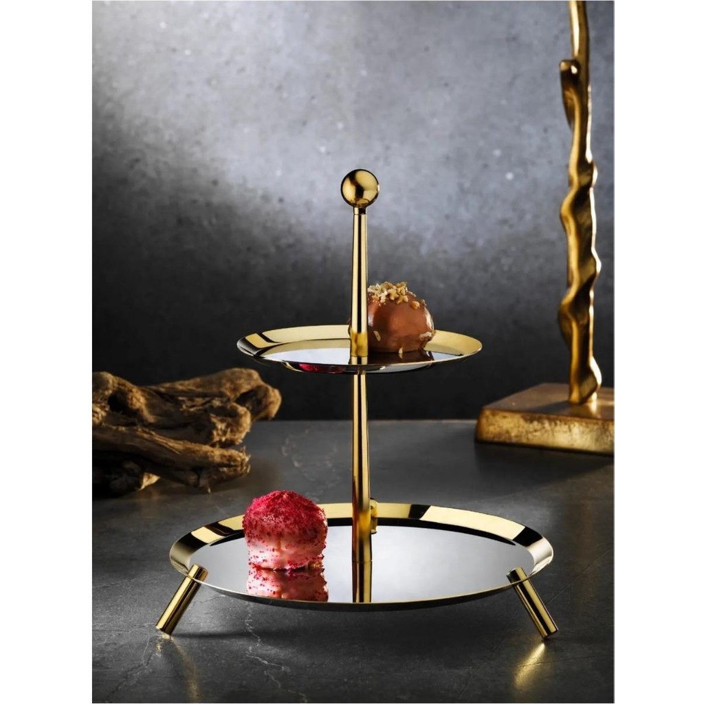 Tiamo Medium Ayaklı Katlı Sunumluk Gold - Beyaz - Gold - katlı kurabiyelik Diğer Fiyatı