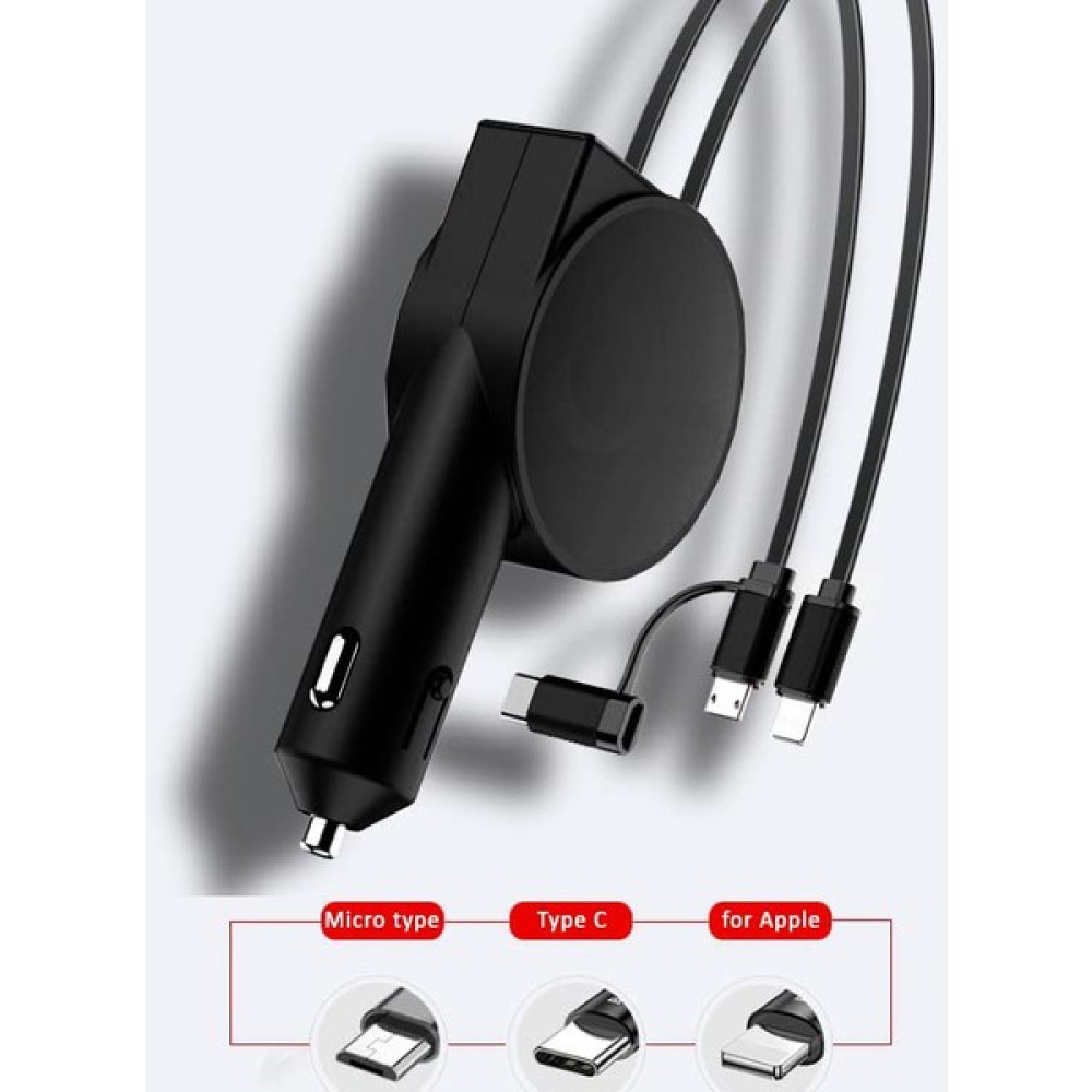 Tianyeda Çift Bağlantı Noktalı USB Kablolu Geri Çekilebilir USB C Hızlı Araç Şarj Cihazı (Yurt Dışından) - Siyah Cep Telefonu Şarj Cihazı Fiyatı