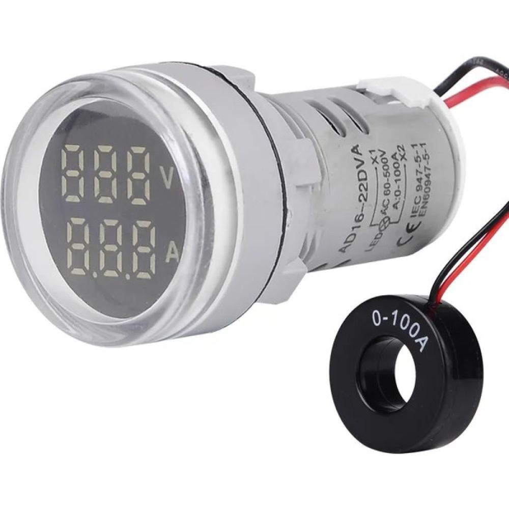 Tianyi Beyaz Voltmetre + Ampermetre AC12-500V 0-100A 22 mm Diğer Test ve Ölçüm Cihazları Fiyatı