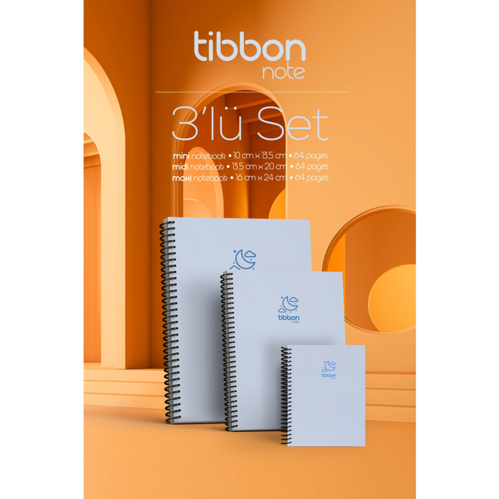 Tibbon Note Defter Spiralli 3lü Set Mavi 60 Defter Fiyatı