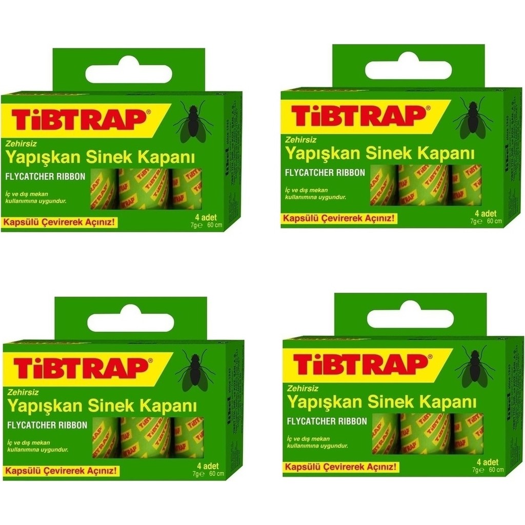 Tibtrap Yapışkan Karasinek Tuzağı Sinek Bandı 4'lü Paket(16 TÜP) Diğer Fiyatı