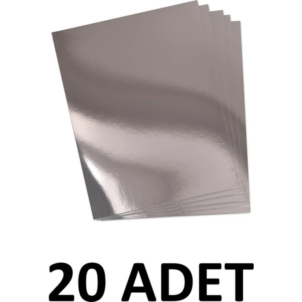 Ticon 20 Adet Gümüş Aynalı Fon Kartonu 50X70 cm Metalik Fon Kartonu Krapon Kağıdı Fiyatı