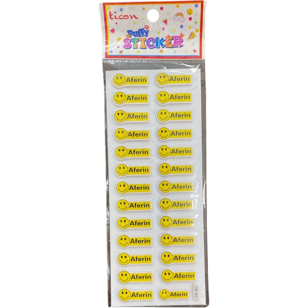 Ticon Puffy Stıcker Aferin 20 'li Paket Okul Etiketi Fiyatı