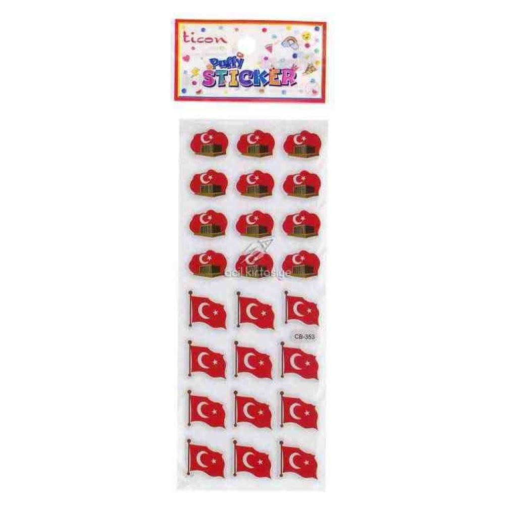 Ticon Sticker Puffy Kabartma Etiket 348960 Bayrak ve Anıtkabir Okul Etiketi Fiyatı