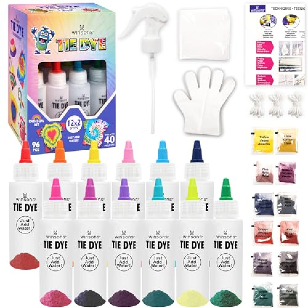 Tie Dye Kit, Tie Dye Set for Kids, 12 Vibrant Colors Pre-Filled Tye Dye Bottles, Non Toxic Permanent Fabric Dye Art Set, Easy DIY Fabric Art - Create Fun Fabrics Fiyatı