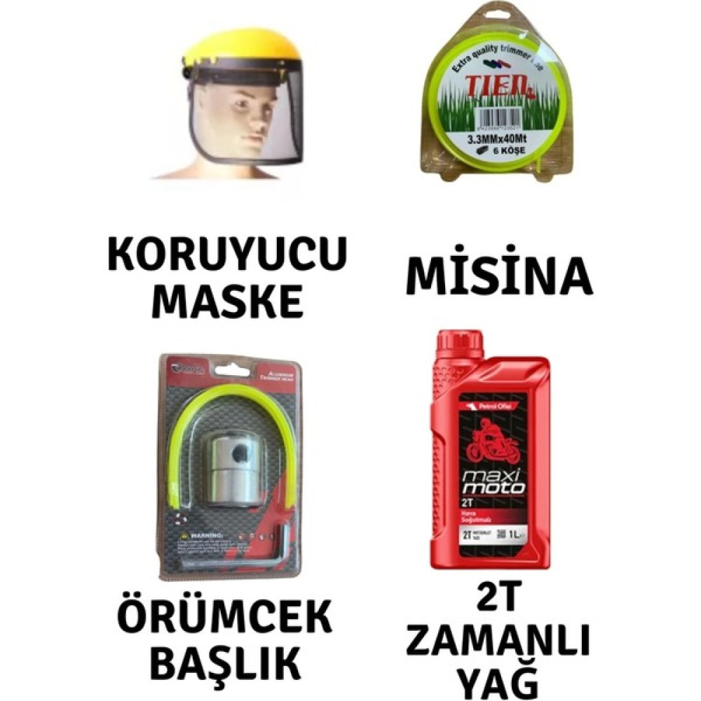 Tıen Motorlu Tırpan Seti Koruyucu Maske-Misina-Örümcek Başlık-Yağ Bahçe Makinesi Aksesuar & Yedek Parça Fiyatı