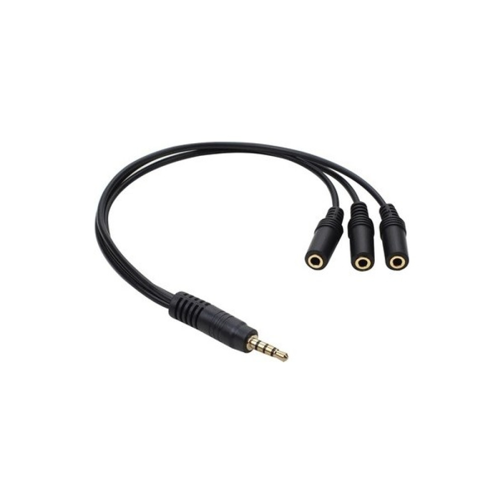 Tienty Kulaklık Mikrofon Çoklayıcı 3 Port 3.5mm Splitter Çevirici Dönüştürücü Adaptör Gold Uçlu - Siyah Bilgisayar Çevirici ve Adaptörü Fiyatı