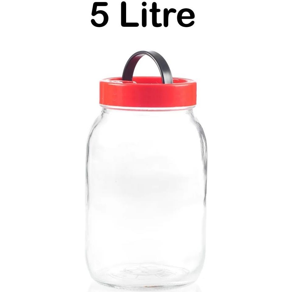 Tiesa Home 5 Litre Kapaklı Cam Turşu Bakliyat Saklama Kabı Kavanozu - Şeffaf - 5 lt - 1 Adet Eşya Saklama / Düzenleme Fiyatı